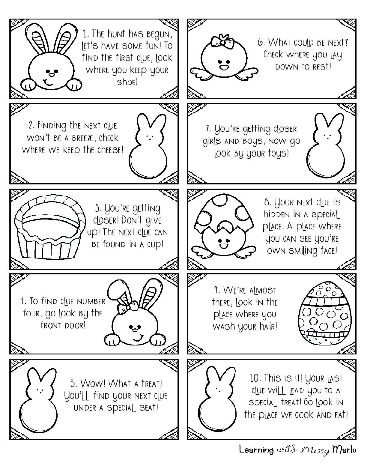 Easter Egg Hunt Clues Printable Printable Word Searches